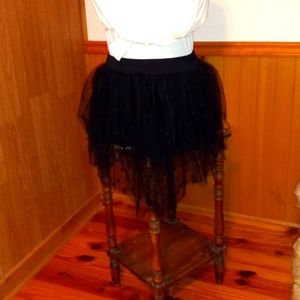 Asymmetrical black mini skirt